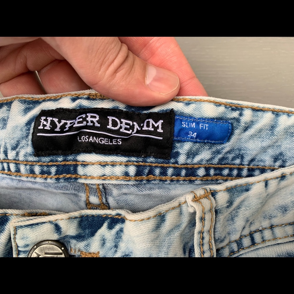 Hyper Denim Acid Washed Distressed Jeans - Picture 4 of 5
